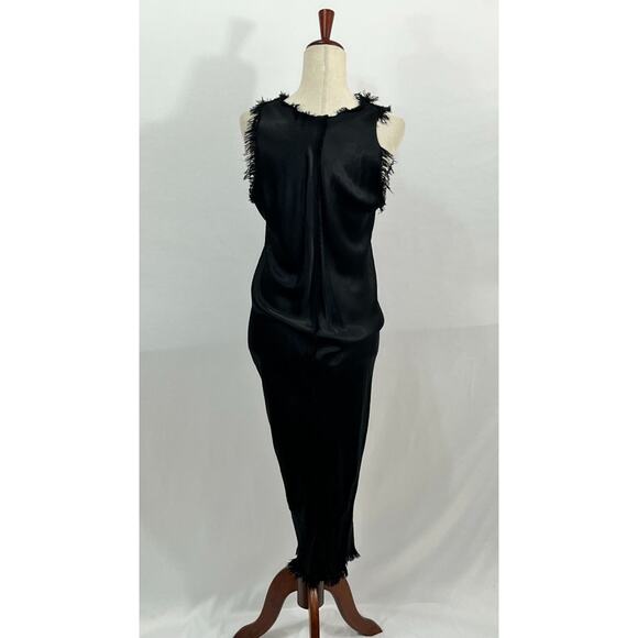 JAGA Sz 1 S Small Black Mykonos Satin Sleeveless Midi Dress - Picture 5 of 11